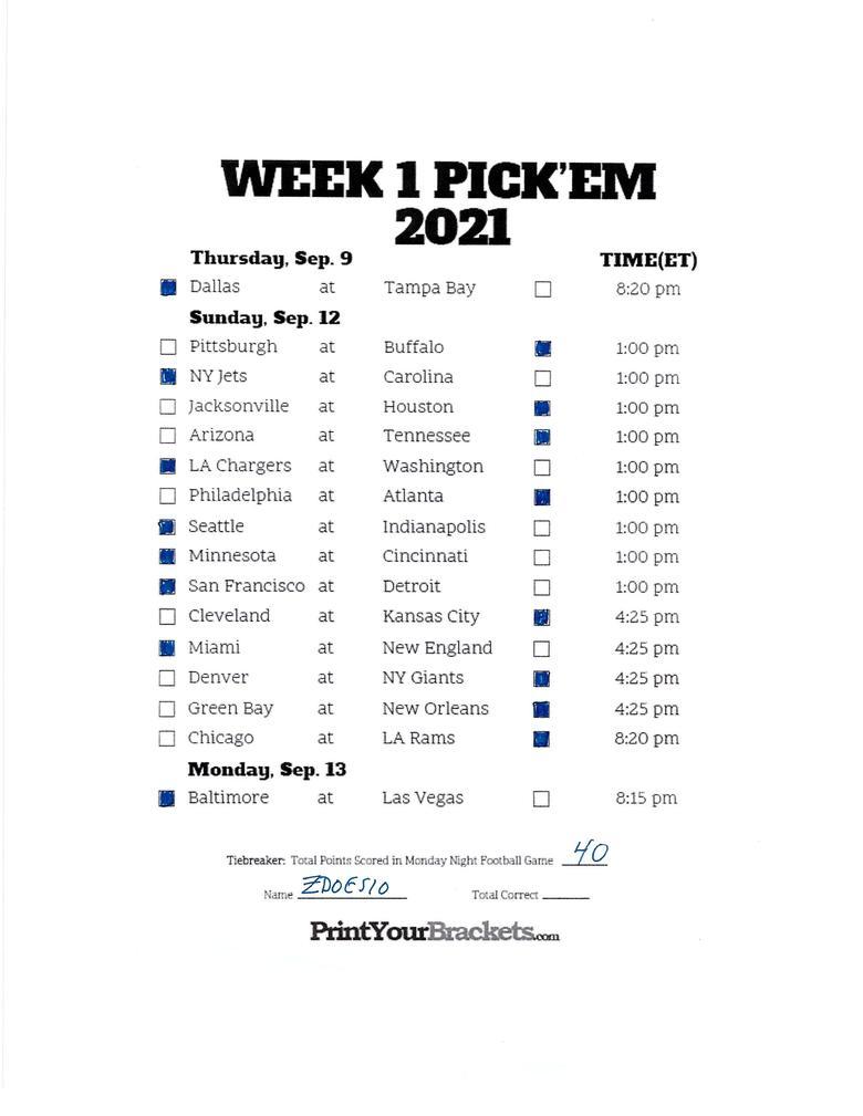 Opinion: PGM Picks NFL Week 1 - Pepperdine Graphic
