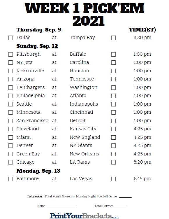 Week 1 Nfl Predictions