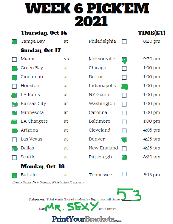 NFL 2021 week 6 picks, predictions and discussions., CBCS Comics