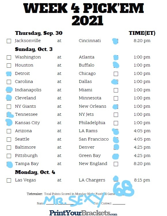 NFL 2021 week 4 picks, predictions and discussions., CBCS Comics