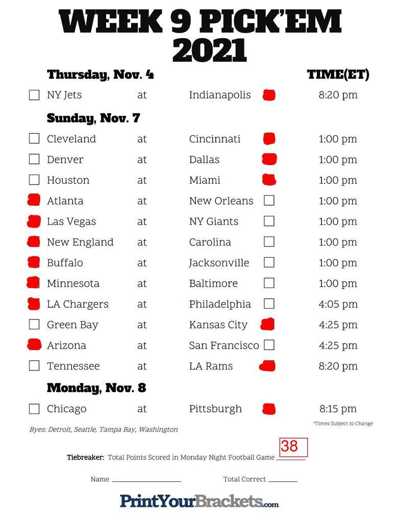 NFL 2021 week 9 picks, predictions and discussions., CBCS Comics