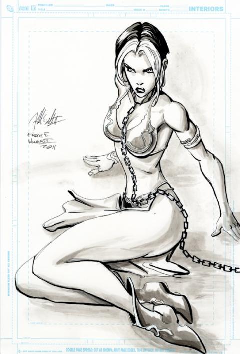 Freddie Williams con commission of Roxy cosplaying as Slave Leia! 