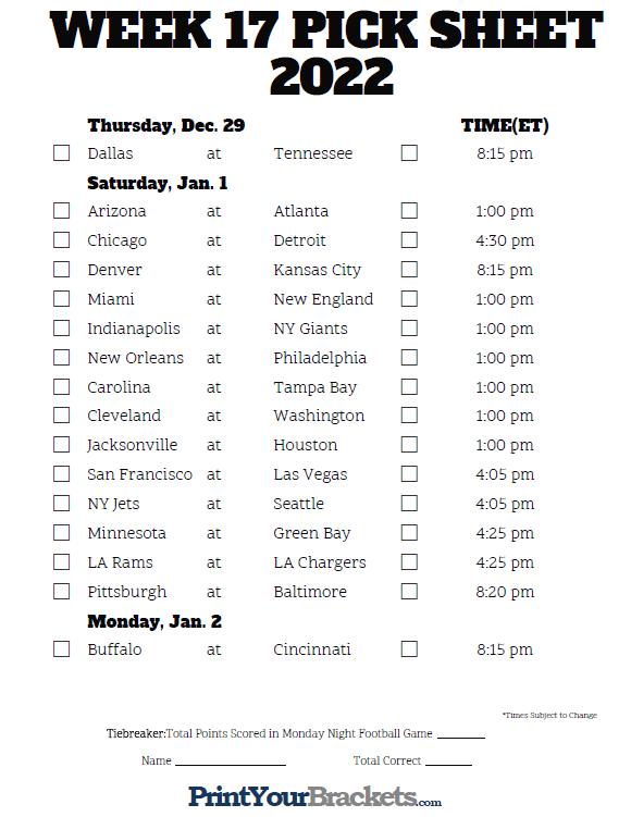 2022 NFL Week 17 picks and discussion CBCS Comics Page 1