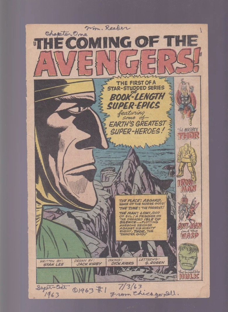 1963 Facsimile Reprint Cover Only No Book The Avengers #1 1st Avengers Key 